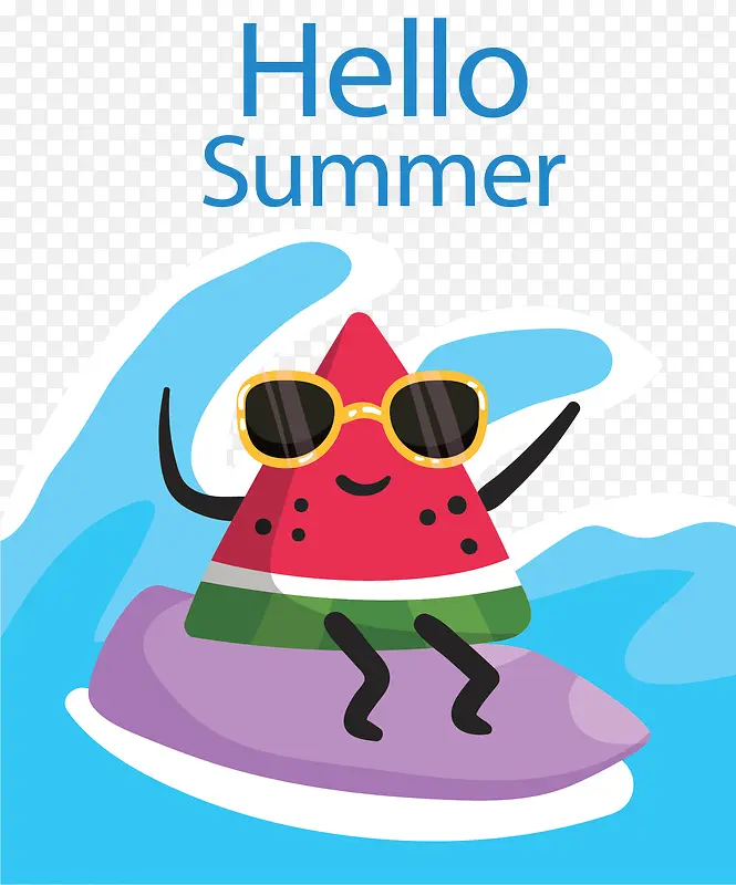 你好夏天冲浪的西瓜