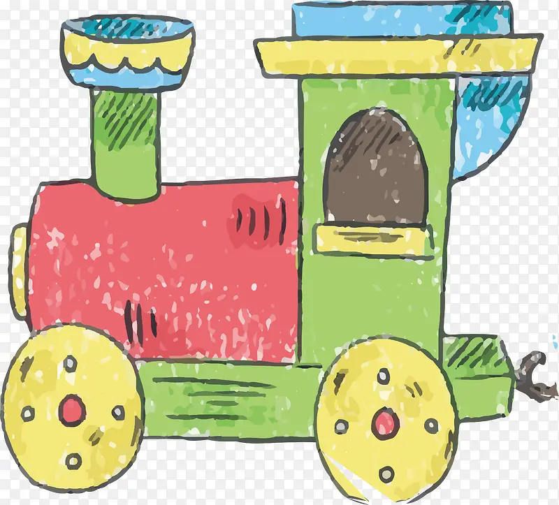 水彩玩具火车头设计