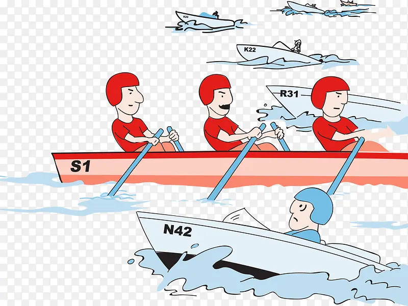皮划艇运动赛艇比赛矢量图