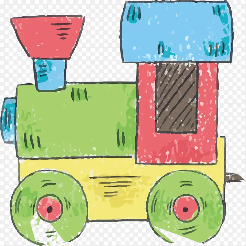 水彩儿童玩具火车