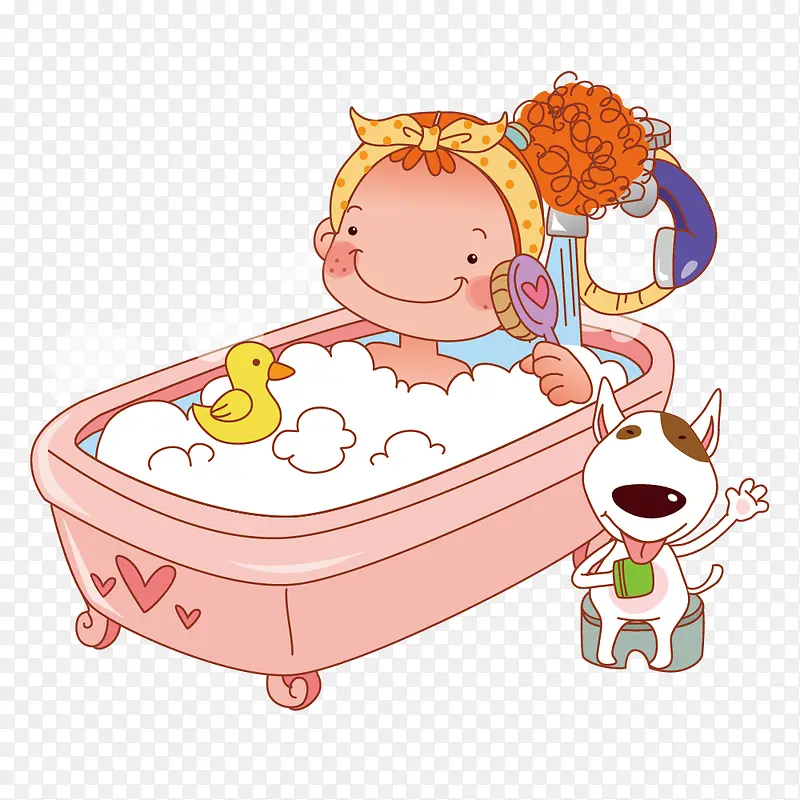 浴缸洗泡泡浴的女孩