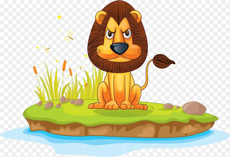 坐着河岸上的狮子