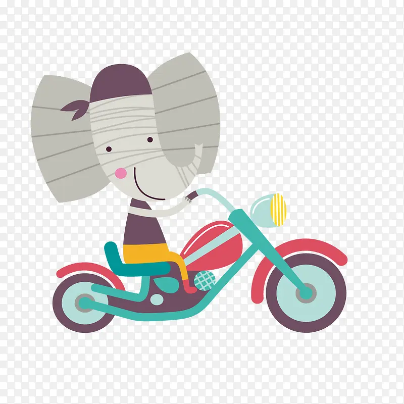 骑摩托车的大象矢量图