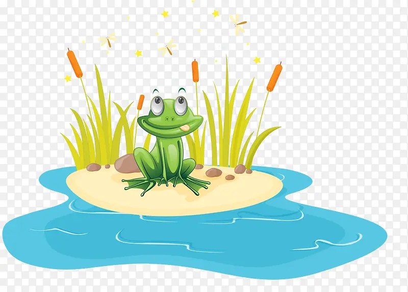 河岸上吐舌的青蛙