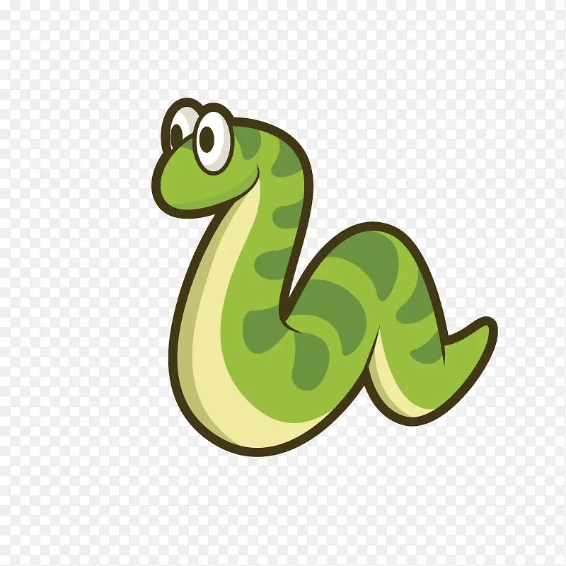 手绘绿色的卡通蛇
