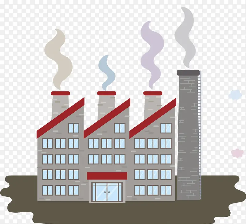 卡通排放废气的工厂免抠图