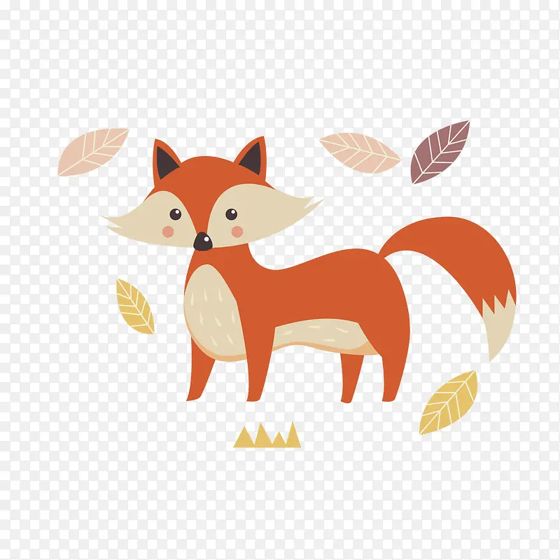 秋季卡通红色小狐狸