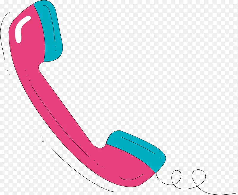 矢量图水彩粉色电话