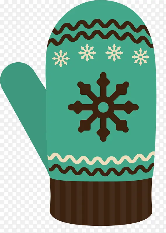 绿色冬日雪花手套