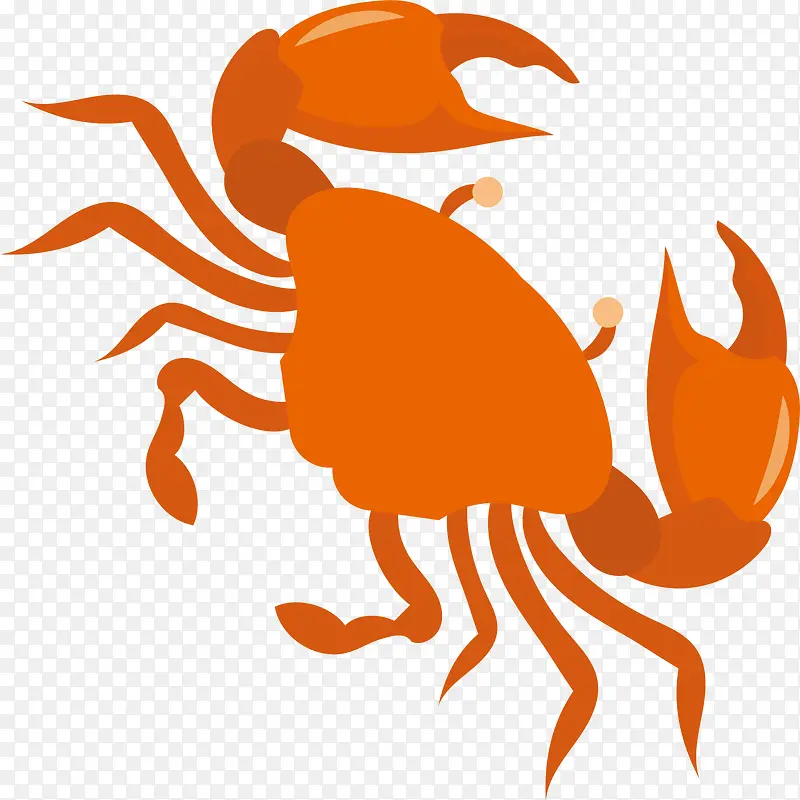 橙色扁平卡通螃蟹