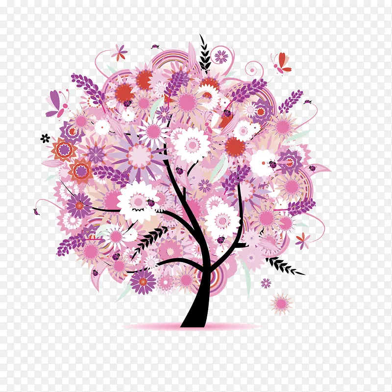 粉色的开花的树