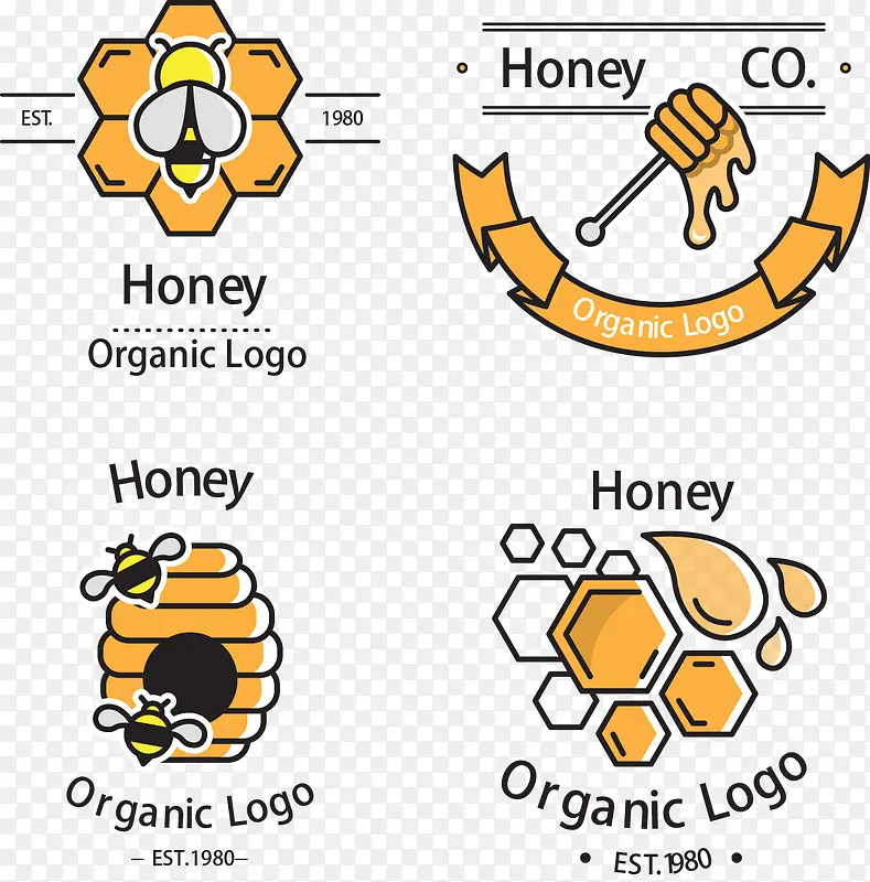 扁平化蜂蜜徽章标志
