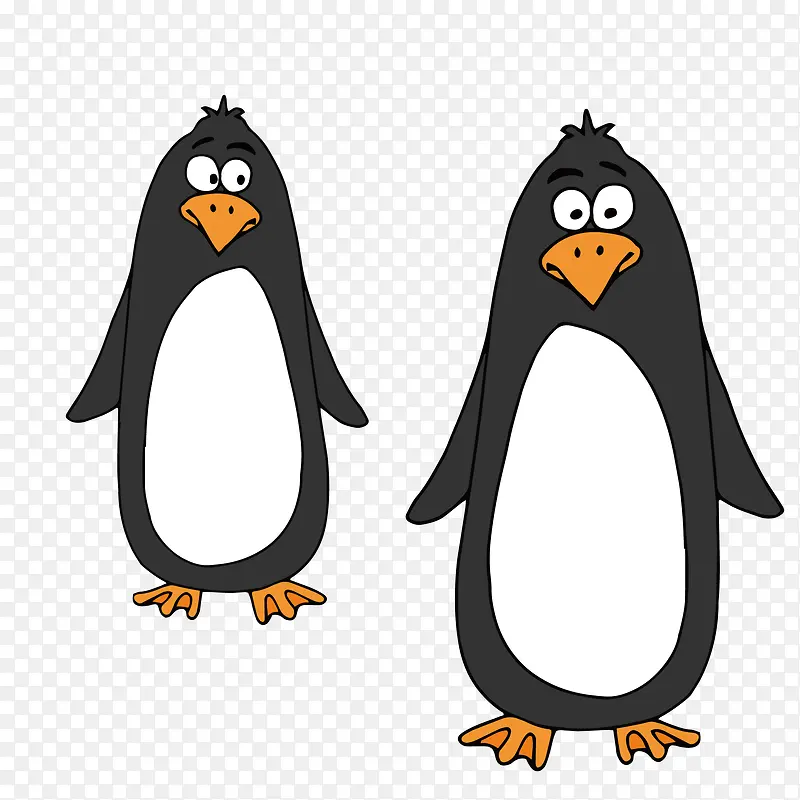 两只可爱的企鹅简图