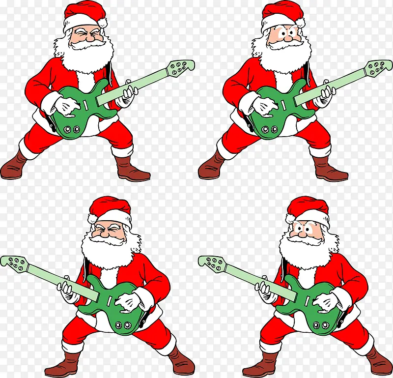 弹吉他的圣诞老人矢量