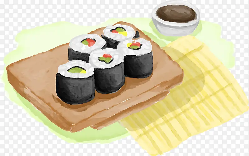 手绘寿司美食插画