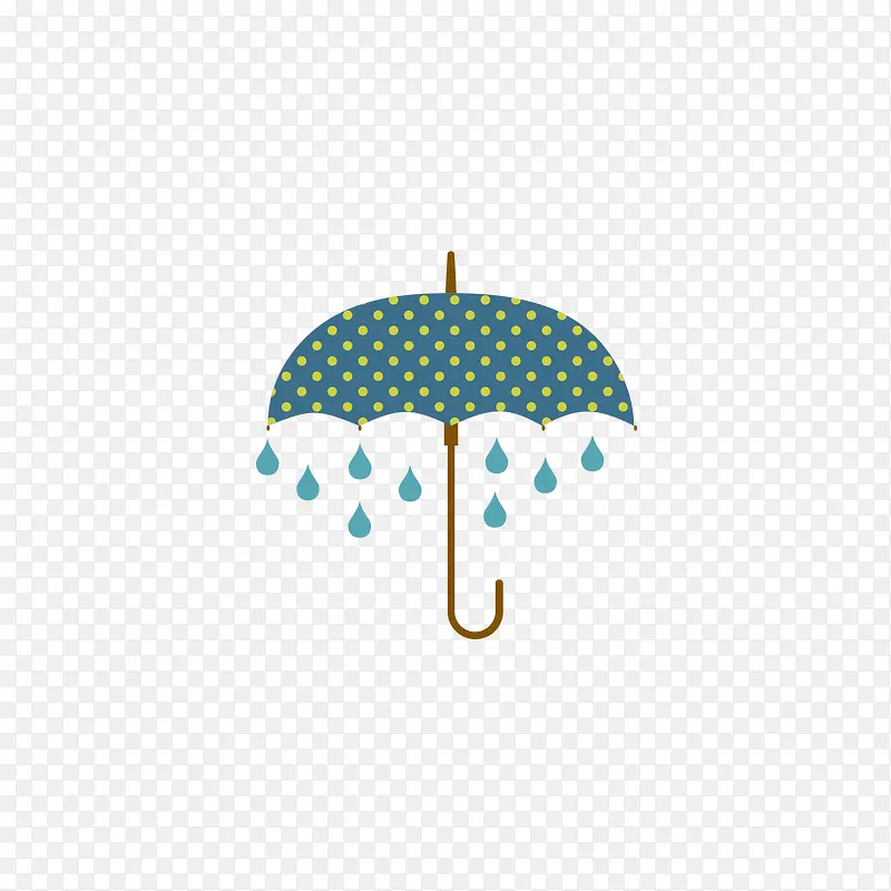 蓝色的伞和雨滴