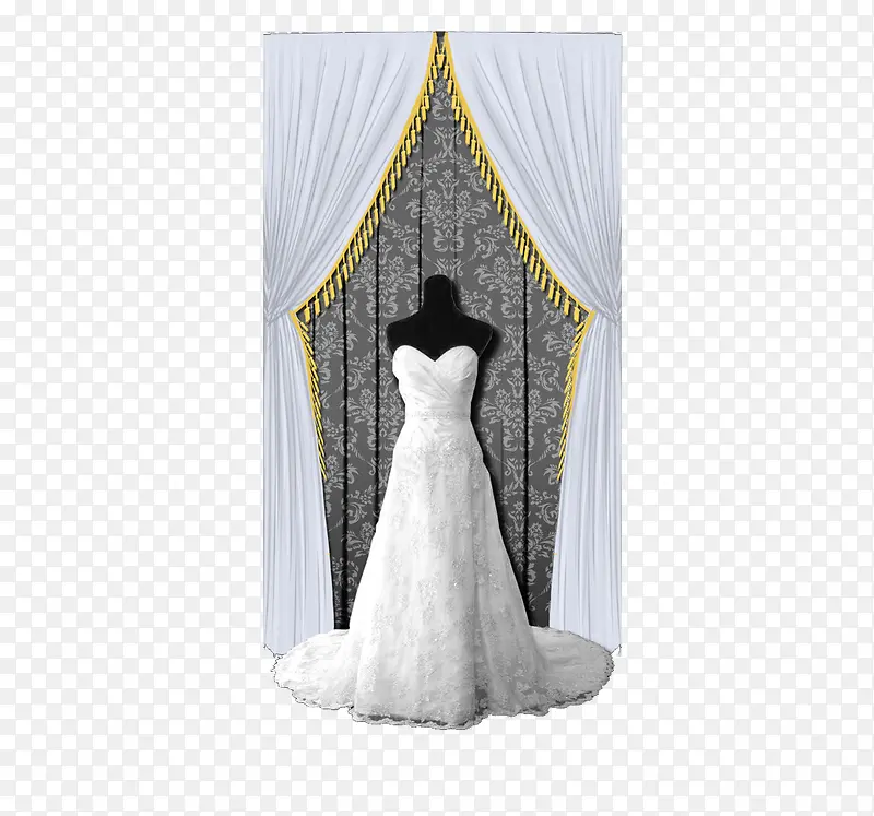 白色橱窗婚纱展示