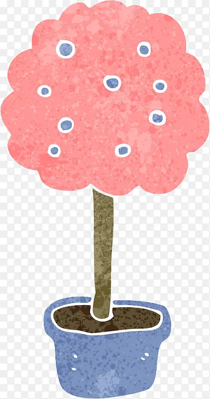 粉色卡通手绘树