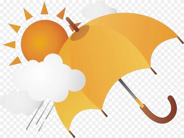卡通太阳  雨伞  云