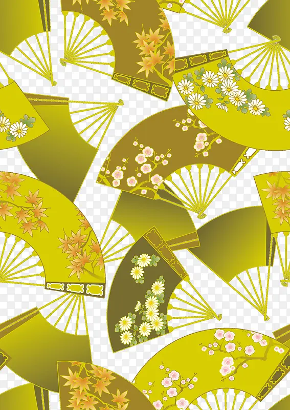 复古日本金色折扇背景