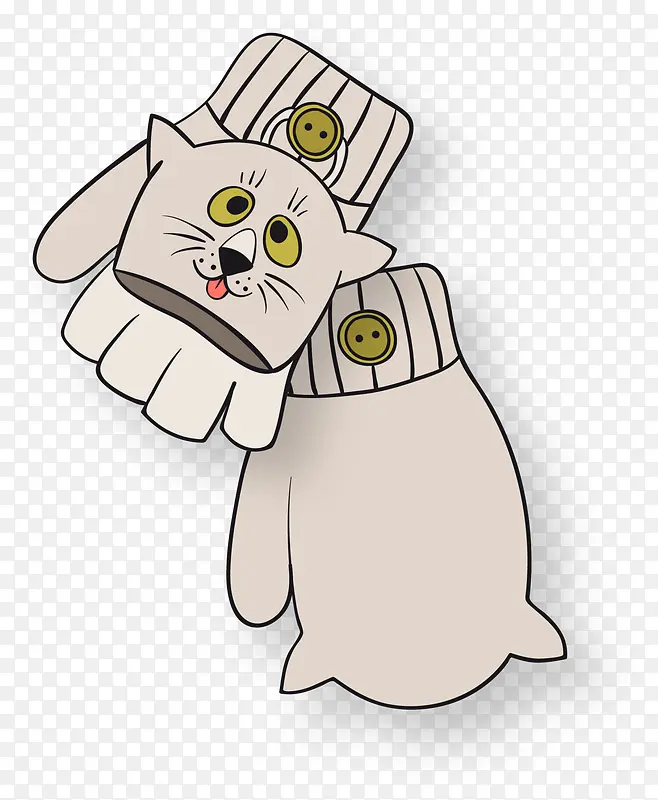 冬季灰色猫咪手套