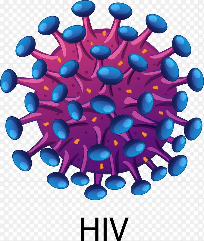 矢量手绘HIV病毒