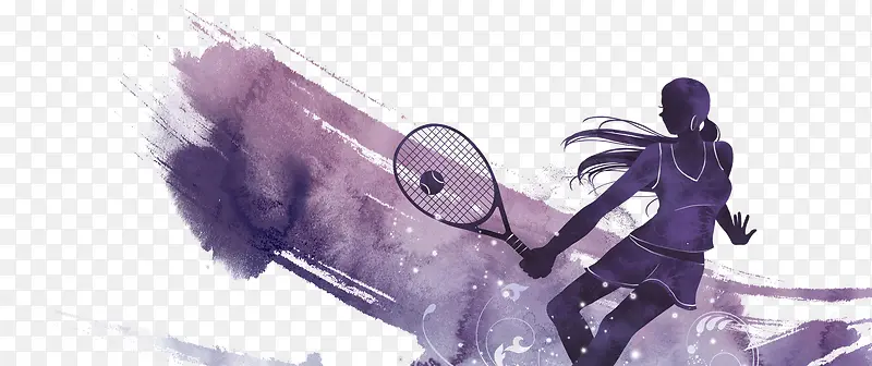紫色打网球图