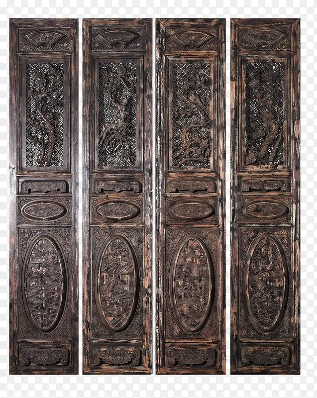 古典木雕清晚期浮雕门扇