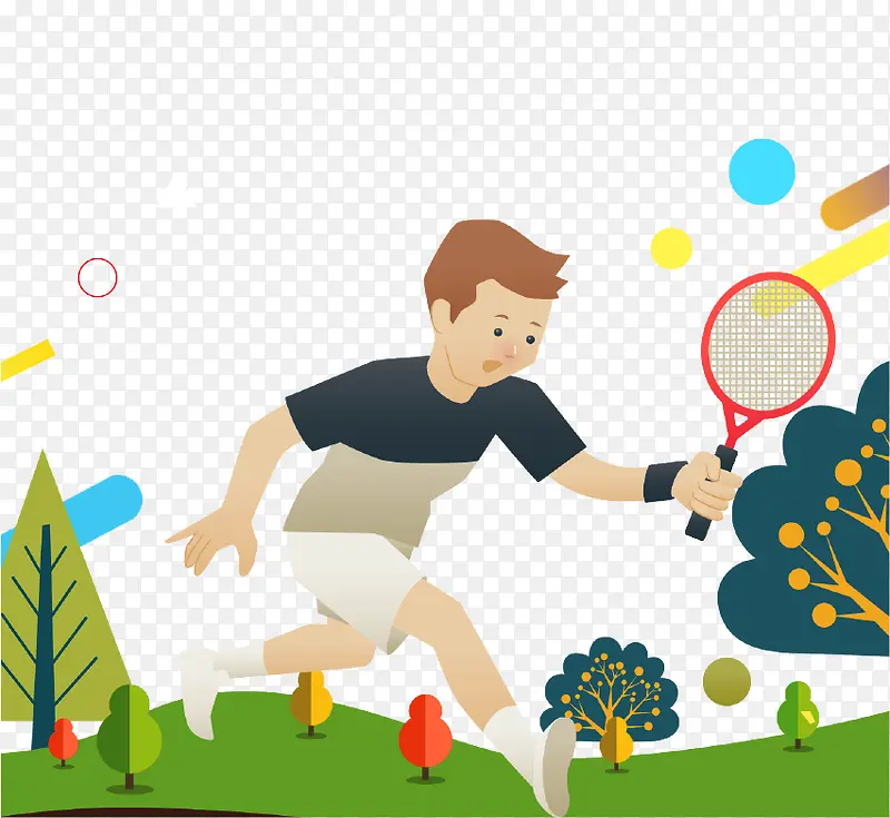 卡通手绘网球比赛插画