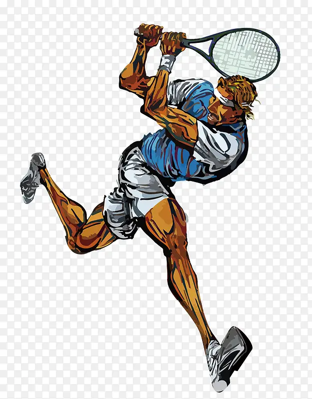 手绘涂鸦运动员网球