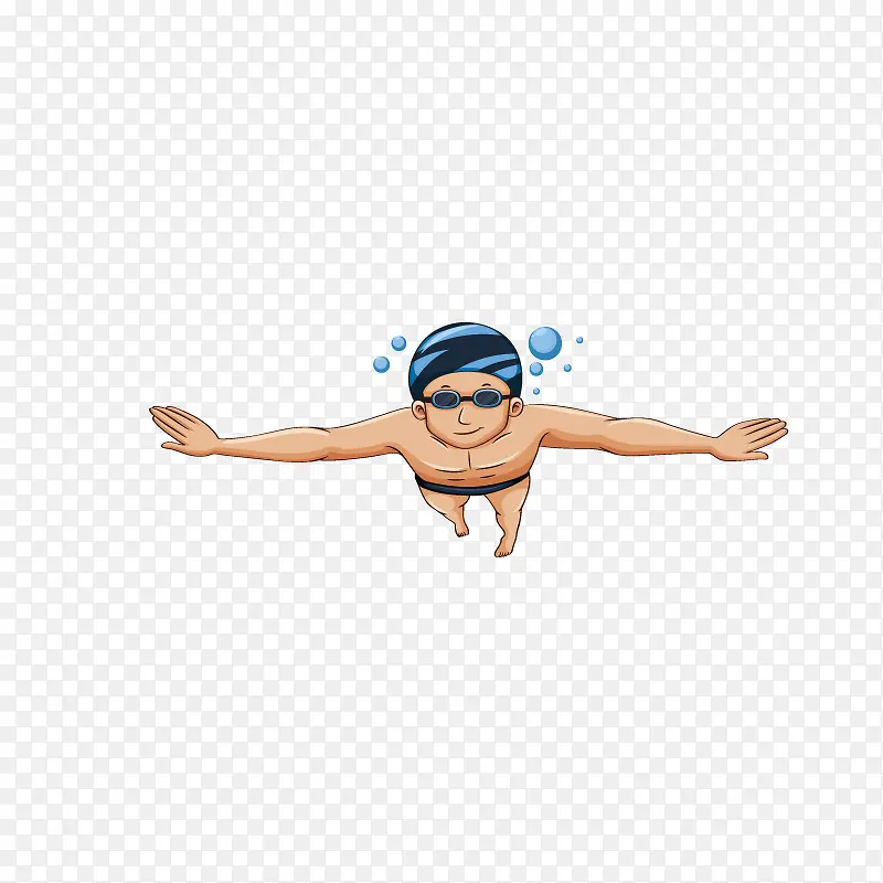 手绘卡通游泳男士装饰海报设计