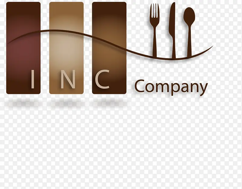 棕色曲线刀叉厨房logo