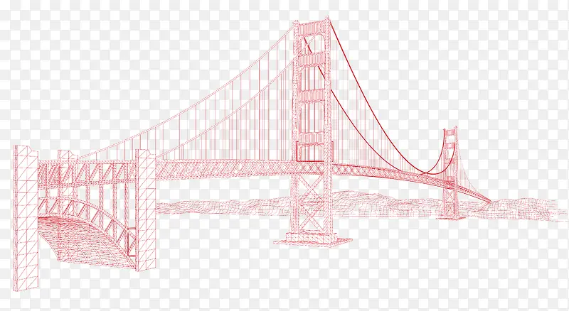 红色简笔画港珠澳大桥