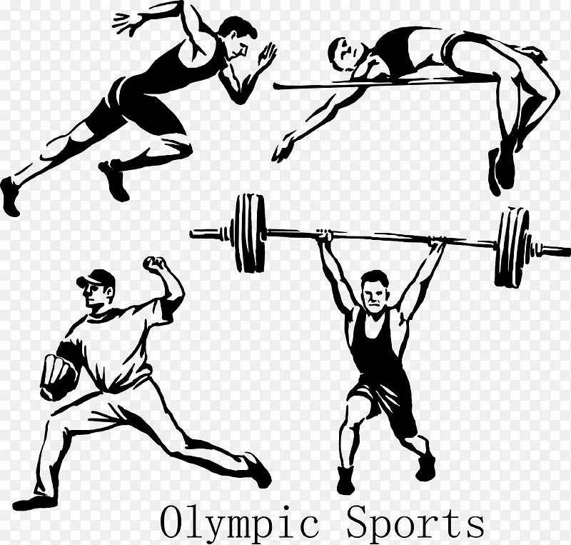 4款手绘奥运会男运动员矢量