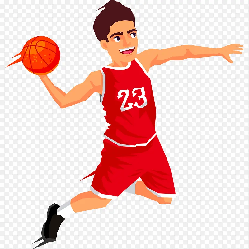 篮球运动员投篮插画