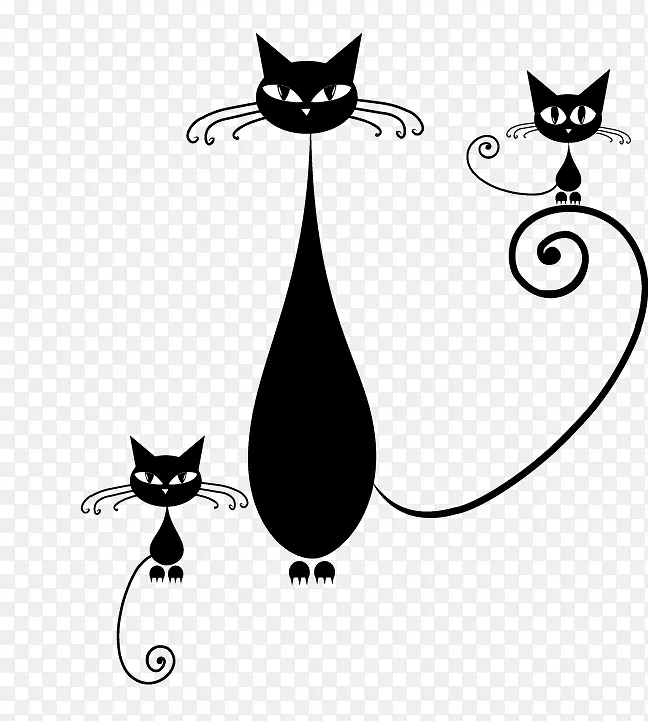卡通可爱黑色小猫咪