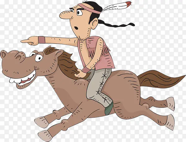 卡通手绘男人骑着马的简笔画