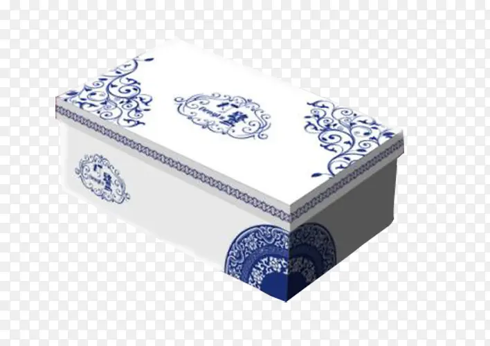 白色蓝色青花瓷古典鞋盒