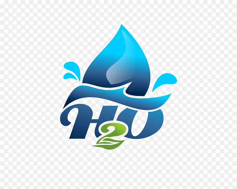 H2O蓝色水滴标志