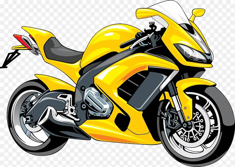 手绘插图机械摩托车赛车