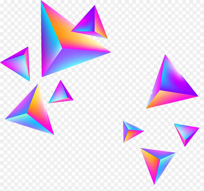 彩色立体三角形素材