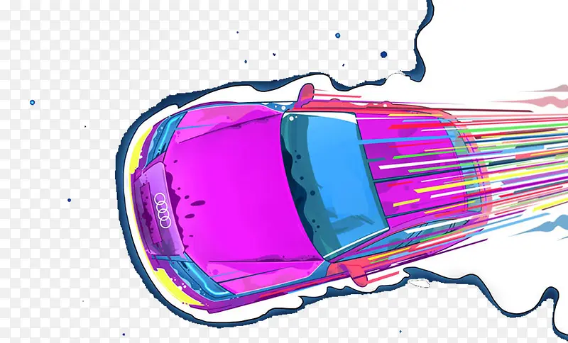 紫色手绘汽车