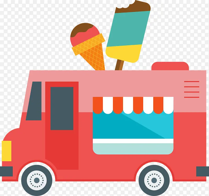 红色冰淇淋食物车子图