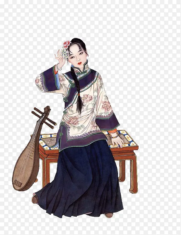 古代弹琵琶的女性