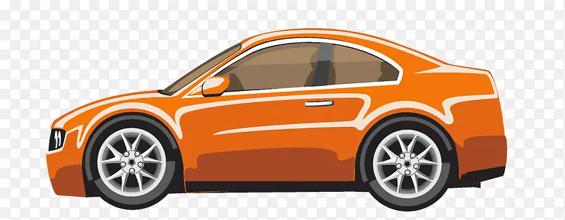 卡通手绘橙色的汽车