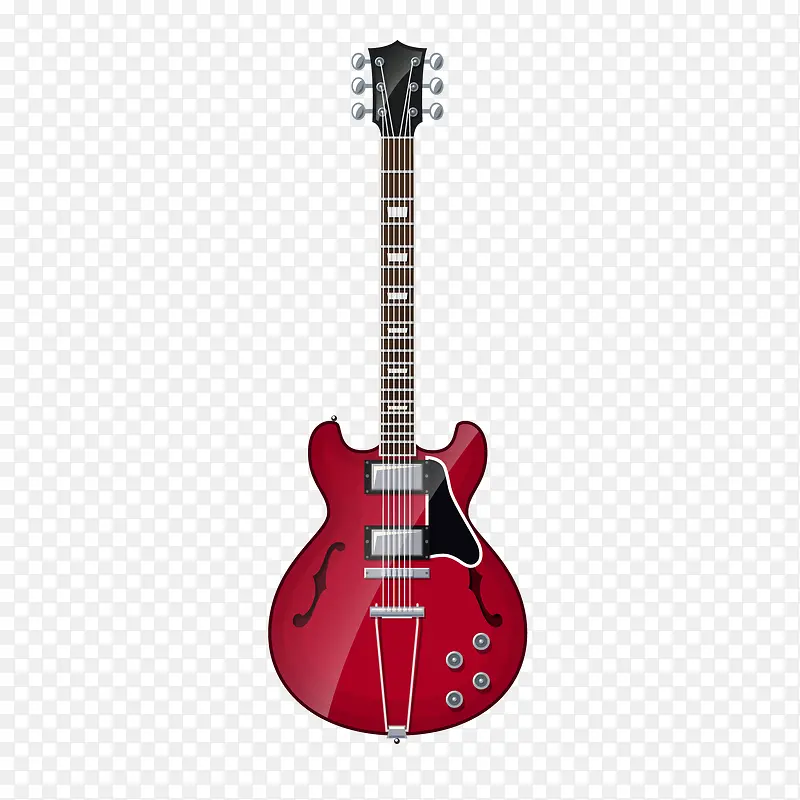 红色的电子吉他设计矢量图