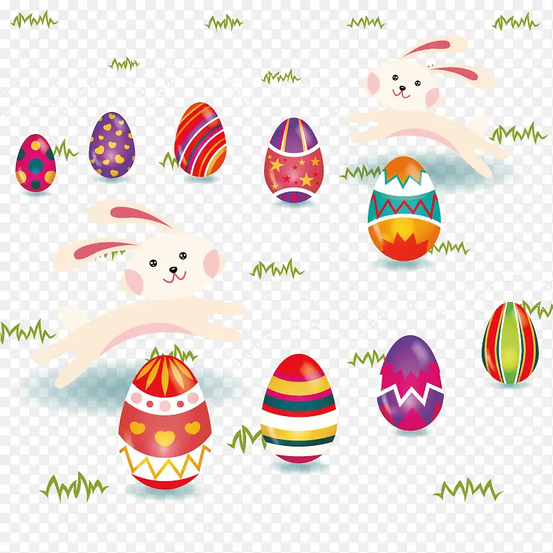 复活节彩蛋兔子插画