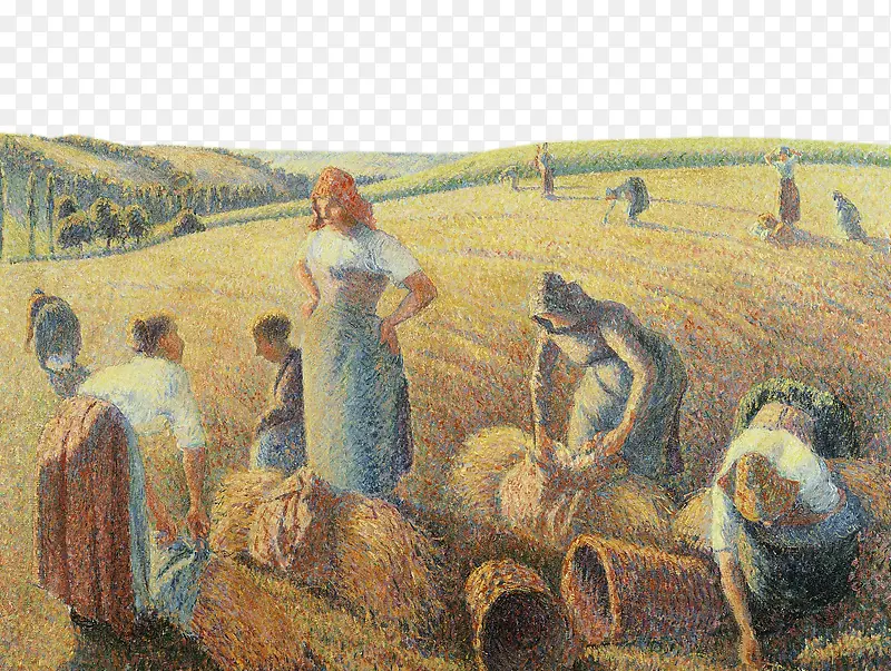 装饰画收麦子的劳动场景