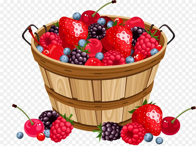 一桶水果草莓覆盆子