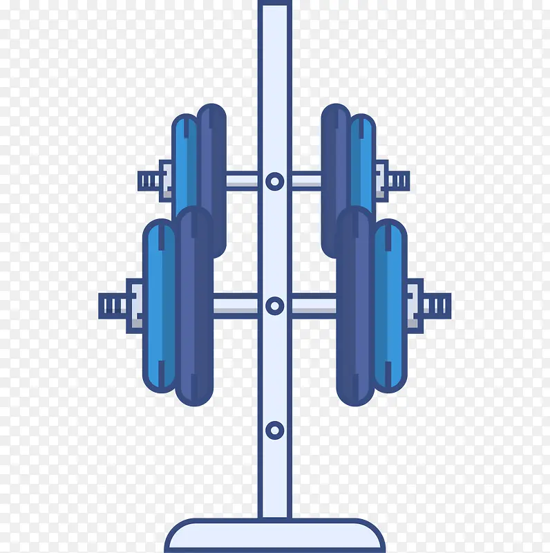 蓝色手绘健身器材